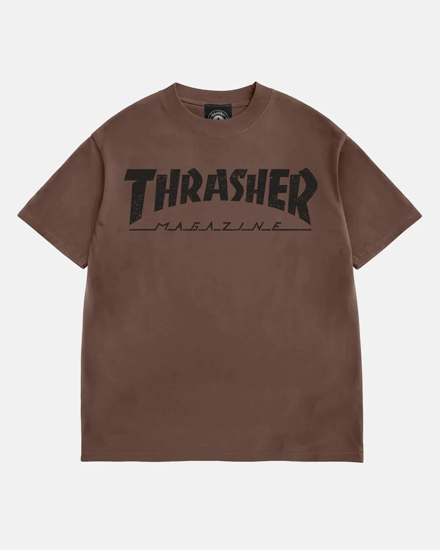 THRASHER MAG LOGO VINTAGE T-SHIRT - CHOCOLATE