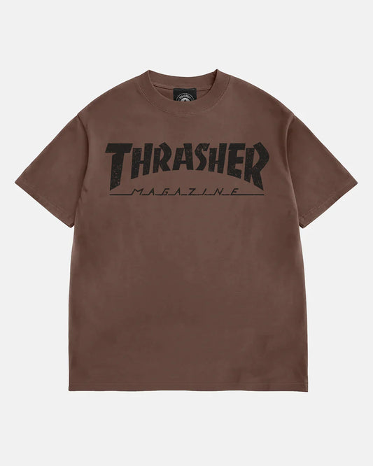 THRASHER MAG LOGO VINTAGE T-SHIRT - CHOCOLATE