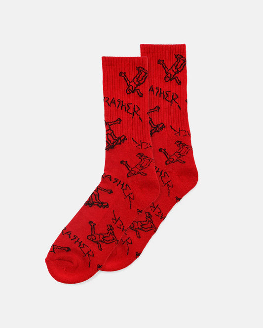 THRASHER GONZ CREW SOCKS - RED/BLACK