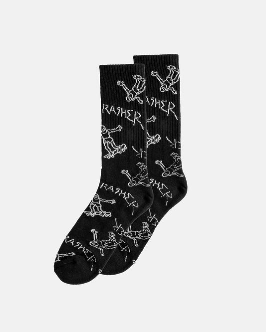 THRASHER GONZ CREW SOCKS - BLACK/WHITE