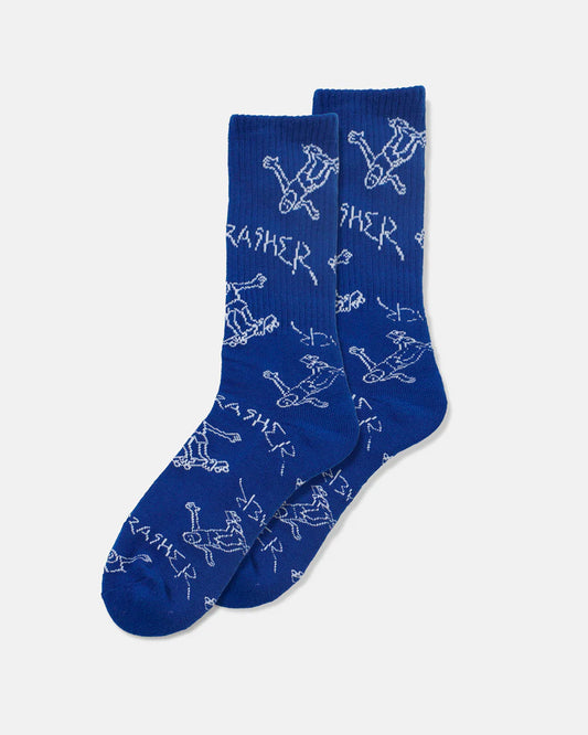 THRASHER GONZ CREW SOCKS - BLUE/WHITE