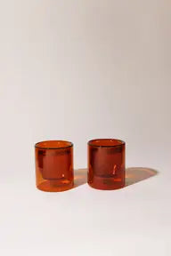 6 oz Double-Wall Amber Glass Set